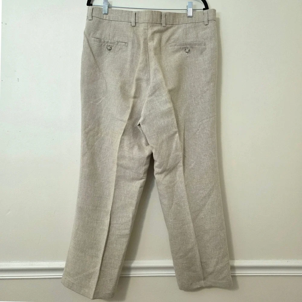 Dockers Premium Linen Blend Pants 36x29 D3 Classic Beige Coastal Preppy Beach